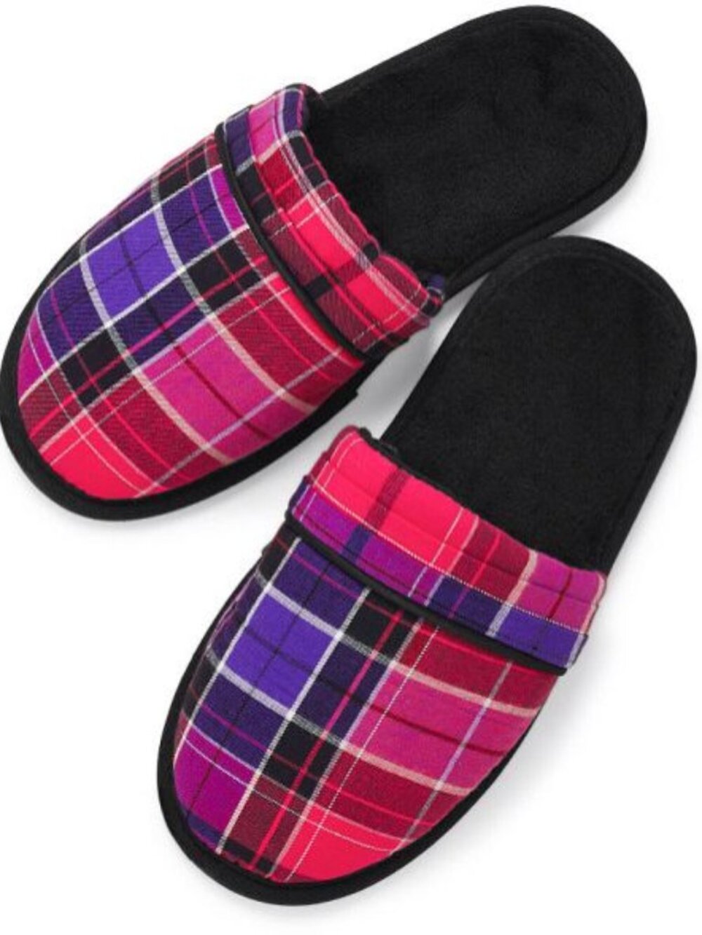 VICTORIA'S SECRET Signature Red Plaid Slippers NWOT